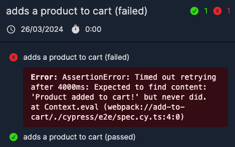 Comparing failed and passed test